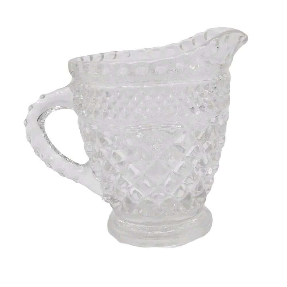 Vintage Anchor Hocking Wexford Clear Cut Glass Creamer Syrup Pitcher 4" Replace
